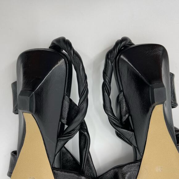 Bottega Veneta | BV Point Leather Slingback Sandals Black Crinkle Finish 39 / 9 - Picture 13 of 15
